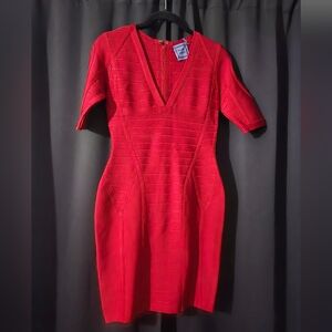 Elegant Red V-Neck Dress